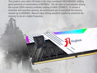 KingBank DDR5 RGB Hynix 2*16GB 6400MHz 1.4V CL32 [Nou,Cutie] foto 6