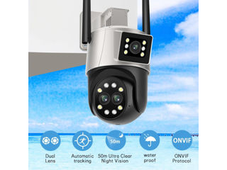 9MP 3in1 x8 Zoom Camera Icsee Robot cu Alarma, Sirena, Microfon, Dinamic, LED +64Gb MicroCD