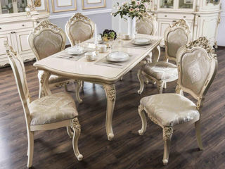 Set mobilier clasic pentru salon, sufragerie. Canapea, 2 fotolii, masa, 6 scaune. foto 4