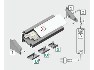 Profil din aluminiu de colt CORNER 27 pentru banda LED - anodizat 2 metri - set complet Profilul LED foto 3