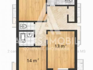 3-х комнатная квартира, 80 м², Буюканы, Кишинёв