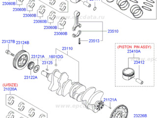 Шпонка коленвала Hyundai santafe