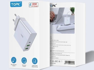 Зарядное устройство адаптер TOPK 65W с PD USB Charger foto 1