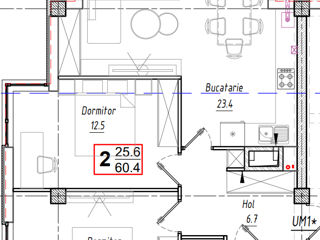 2-х комнатная квартира, 60 м², Центр, Криково, Кишинёв мун.