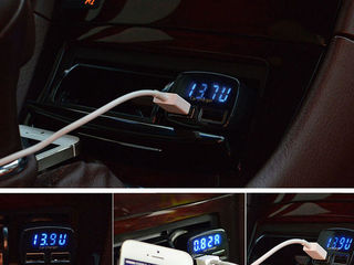 Вольтметр с термометром+зарядное - 2 USB 12/24v.-амперы зарядки-5 функций в 1 foto 9