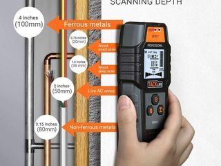 Detector de metale feroase și neferoase, lemn și cabluri sub tensiune Tacklife DMS03 foto 6