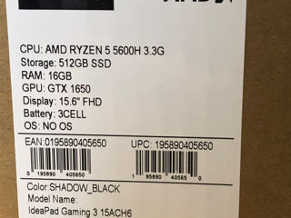 Nou Lenovo ideapad gaming 3 Amd Ryzen 5 5600h, GTX 1650 4gb foto 2