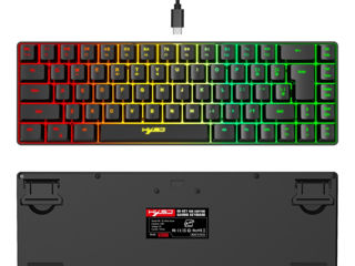 Проводная игровая мини-клавиатура HXSJ V200 K68 RGB Streamer