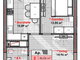 Apartament cu 1 cameră, 46 m², Râșcani, Chișinău