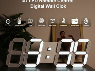 3D LED=Большие=Хамелеон=Мультиколор-настенные часы, цифровые t* с будильником и пультом управлением. foto 9