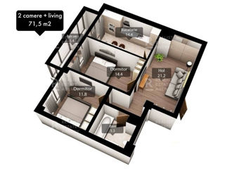 Apartament cu 3 camere, 71 m², Poșta Veche, Chișinău foto 14