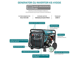 Generator pe benzina invertor 4,0kW Knner & Shnen KS 4100iE foto 9