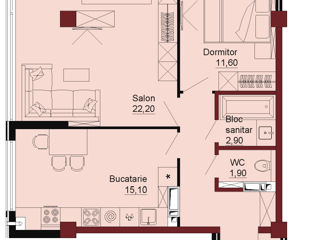 Apartament cu 2 camere, 63 m², Telecentru, Chișinău foto 2