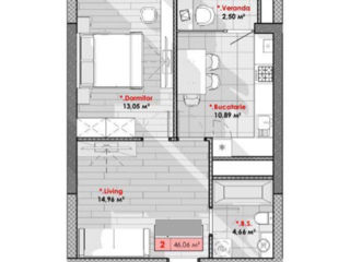 Apartament cu 1 cameră, 46 m², Râșcani, Chișinău foto 2