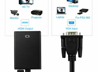 VGA To HDMI Converter 1080P HD Adapter With Audio Cable foto 6