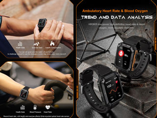 Смарт-часы мужские тактические водонепроницаемые с поддержкой Bluetooth и тонометром foto 3