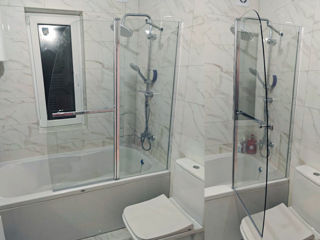 Perete din sticlă transparentă pentru duș și cada de baie / душевые перегородки из стекла