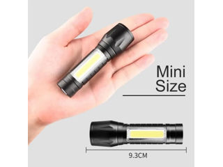 Mini lanternă Ultraflash (baterie de 3,7 V, neagră, LED XPE + COB, 3 wați, 3 moduri, cutie) Descrier foto 6