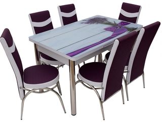 Set masă și scaune mg-plus kelebek lavanda (6 scaune) în credit,preț redus,livrare gratuită ! foto 1