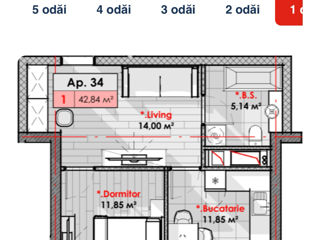 Apartament cu 1 cameră, 43 m², Râșcani, Chișinău foto 4