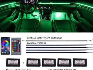 Lumini Ambientale LED interior RGB! 6 în 1; 10 în 1; 14 în 1; 18 în 1; 20 în 1; 22 în 1. Garanție! foto 5