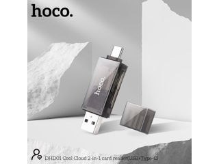 Cititor de carduri HOCO DHD01 Cool Cloud 2-în-1 (USB+Type-C) foto 7