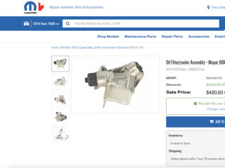 Tеплообменник , Oil Cooler & Filter Assembly (Ram Ecodiesel)  (68624177AA) foto 6