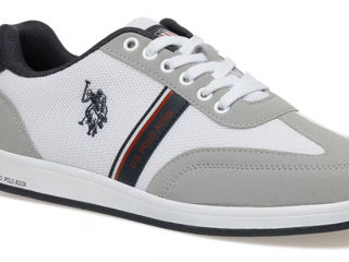 U.S. Polo Assn., Pantofi sport low-cut cu aspect contrastant, Negru, Alb, Gri cenusiu marimea, 43