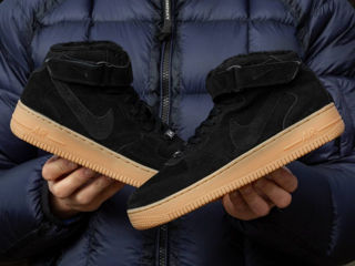 Nike Air Force 1 High Suede Black Gum cu blana / с мехом foto 3