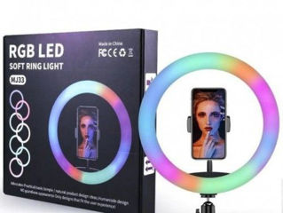 Lampa circulara RGB / Кольцевая лампа RGB 33 cm + штатив 2 м. foto 1