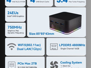 Mini PC MagicCubic T9 Pro Intel N100 + 8GB/16GB + 256/512GB SSD + WiFi5 + Intel UHD Graphics фото 4