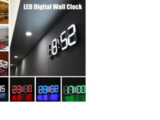 Часы-Мультиколор 10 режимов. Хамелеон=3D=LED=с пультом. Показывают температуру в комнате. Новинка! foto 6