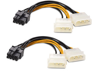 ID-184: Dual 4 Pin Molex to 8 Pin PCI-E Power Cable Adapter Connector - 2 x MOLEX на 1 х 8 Pin foto 2