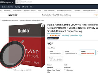 Haida Pro II CPL-VND 2-1 Filter - 77 mm, Circular Polarising Filter and Variable ND Filter in One foto 3