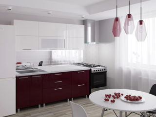 Bucatarie PS Blum (High Gloss) 2.0m White/Bordo