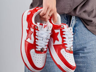 A Bathing Ape Bape Sta Patent Red/White Women's foto 7