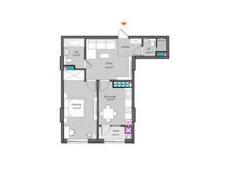 Apartament cu 2 camere, 53 m², Centru, Ialoveni foto 5