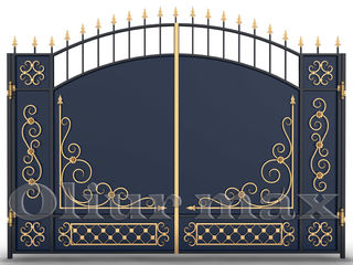 Porți, balustrade,  garduri,copertine, gratii, uși metalice și alte confecții din fier forjat.