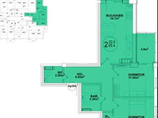 2-rm apt., 66 м², 2/7 fl.