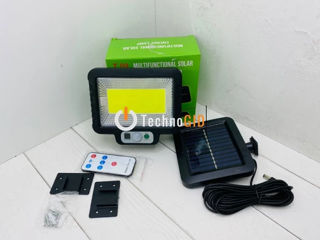 Прожектор аккумуляторный с солнечною панелью / LED solar cu senzor de miscare foto 2