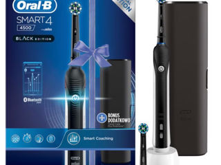 Periuță de dinți electrică, Oral-B, Smart-4, 4500, Black Edition + Husă de călătorie