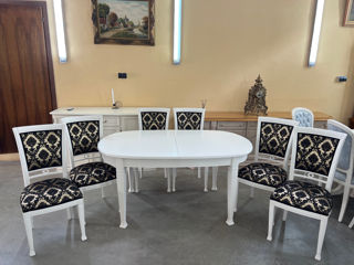 Masa alba cu 6 scaune,produs din lemn, Белый стол с 6 стульями, деревянное изделие, foto 5
