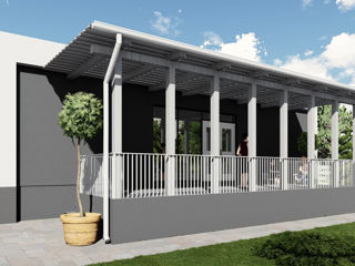 Casă de locuit individuală cu 1 nivel / stil modern / P / 135.4 m2 / proiecte / construcții / 3 D foto 3