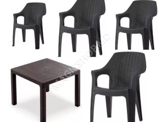Set gradina masa Rattan 90x90 cu 6 scaune