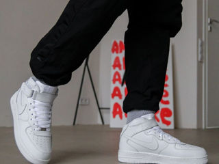 Nike Air Force 1 High White Unisex cu blana / с мехом foto 8