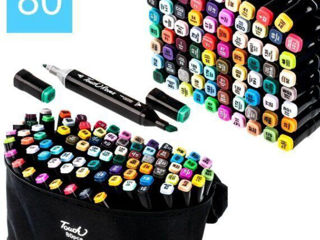 Набор из 80 профессиональных двухсторонних маркеров в чехле.Set markere profesionale multicolor foto 6