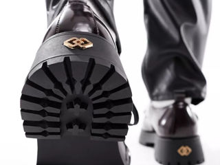 Pantofi cu talpa groasa cu șireturi din piele eco foto 1