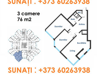 Apartament cu 3 camere, 76 m², Ciocana, Chișinău foto 7