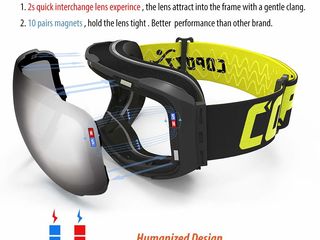 Горнолыжные шлем, профессиональные магнитные лыжные очки (лыжная маска) foto 8