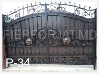 Porti din fier forjat, porti metal, balustrade, copetine, garduri, porti profnastil foto 8